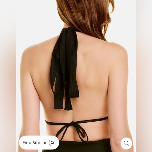 OW Intimates Crete linen-blend halter top//medium//Black - Picture 4 of 6